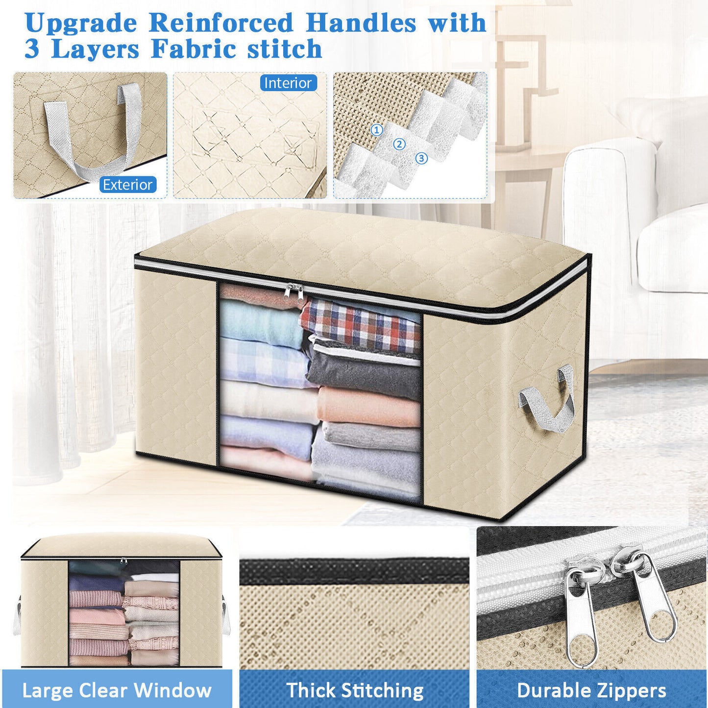 4-in-1 Zip-Up Storage Set – Foldable Organisers for Underbed, Wardrobe & Closet Tidy