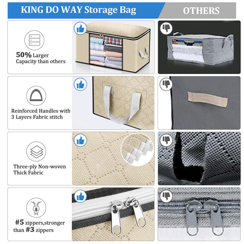 4-in-1 Zip-Up Storage Set – Foldable Organisers for Underbed, Wardrobe & Closet Tidy