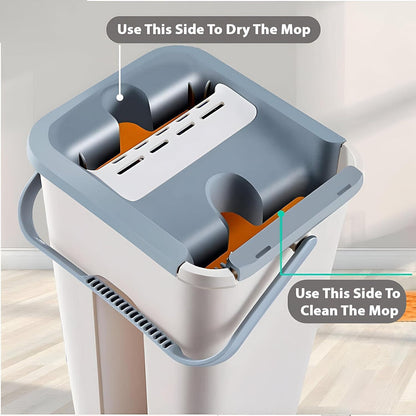 Dry Mop & Bucket Set  Flat Squeeze  10 Pads -UK Multi Functional Wash