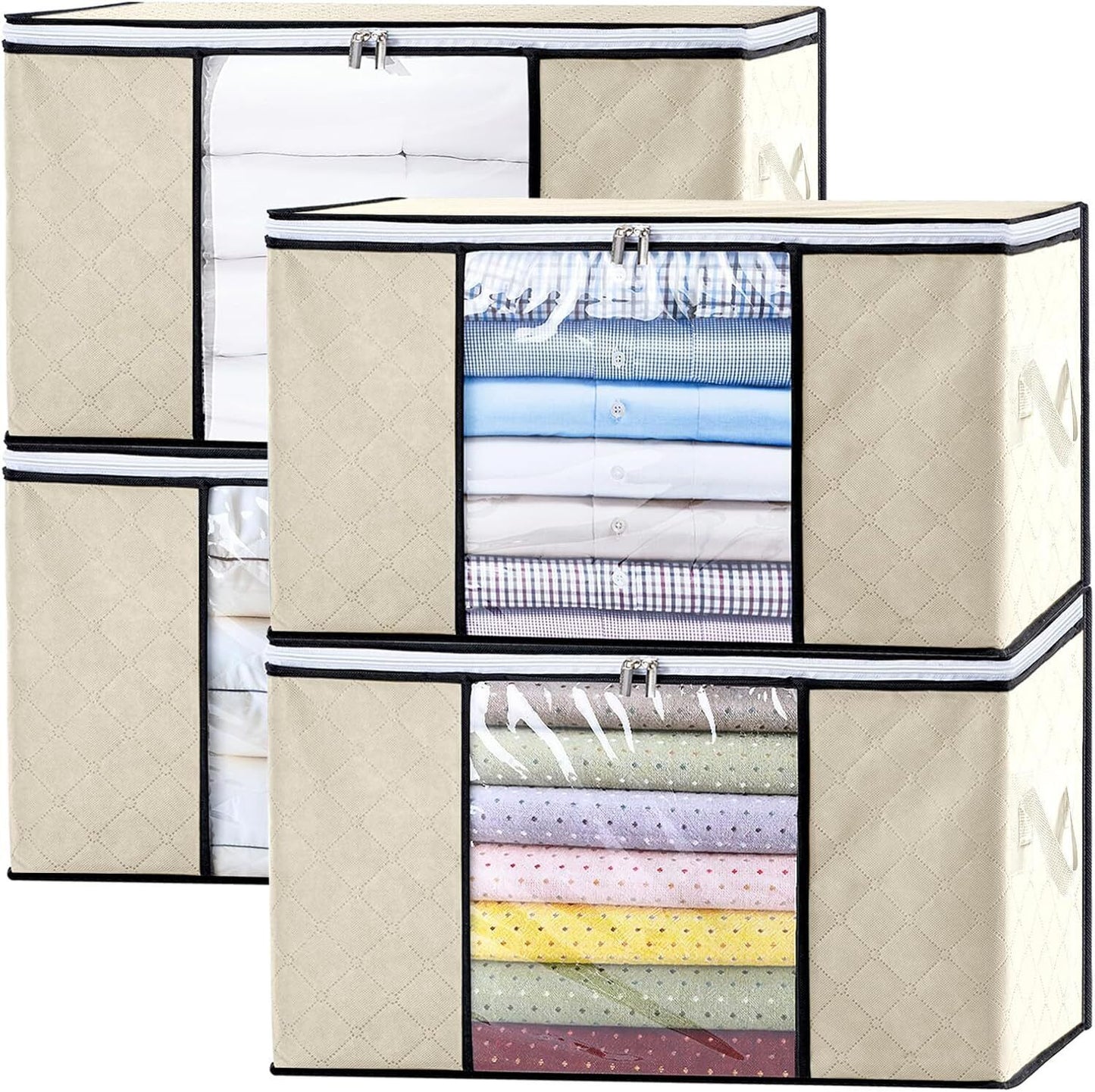 4-in-1 Zip-Up Storage Set – Foldable Organisers for Underbed, Wardrobe & Closet Tidy